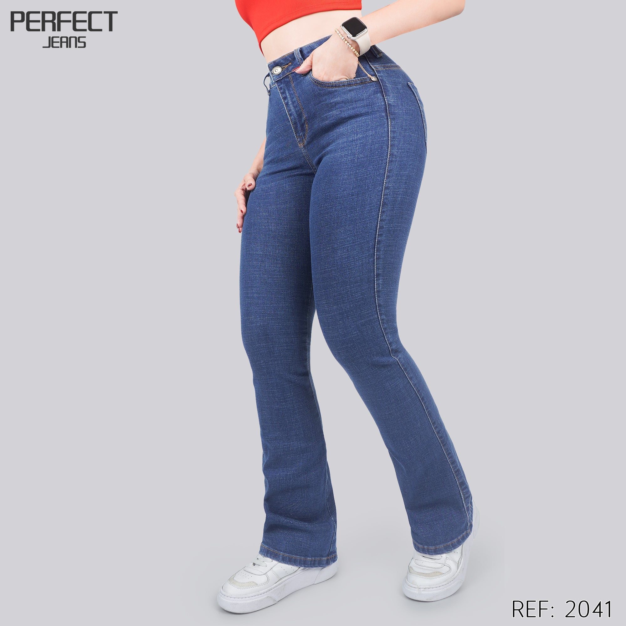 Jeans Skinny Flare Tiro Alto 2041