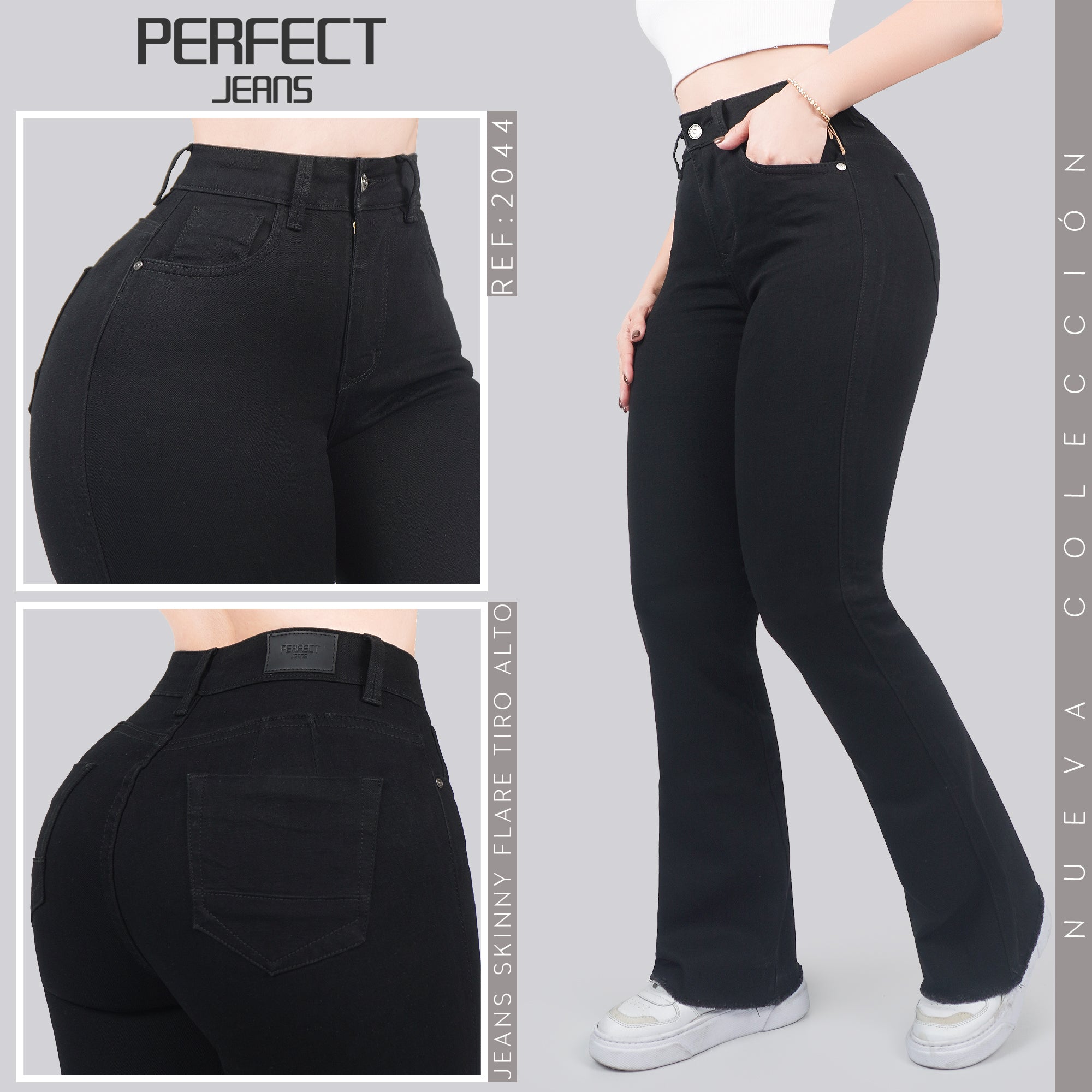 Jeans Skinny Flare Tiro Alto 2044
