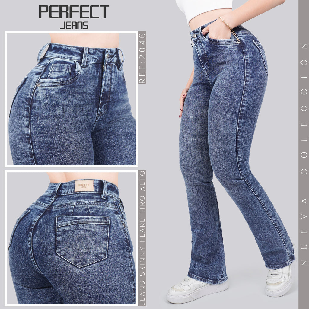 Jeans Skinny Flare Tiro Alto 2046