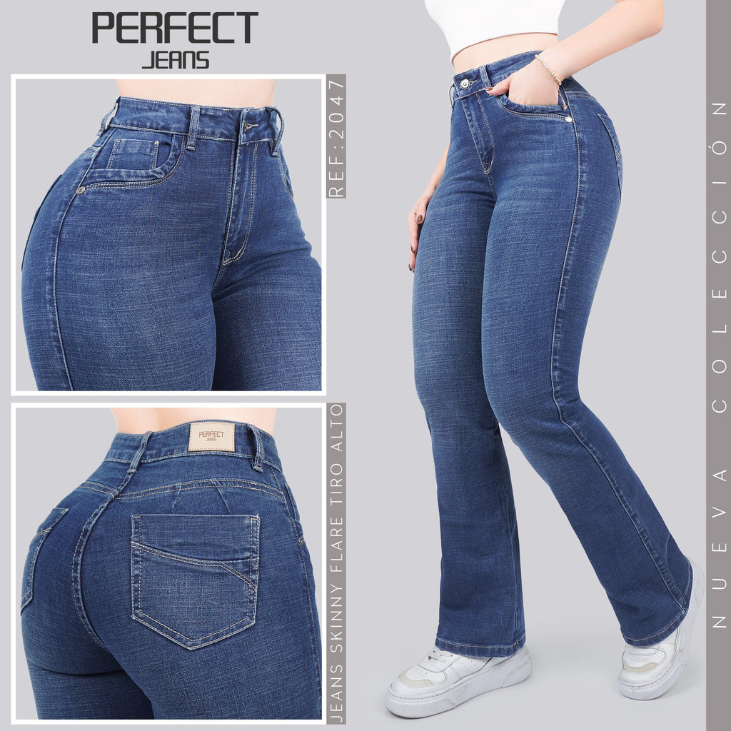 Jeans Skinny Flare Tiro Alto 2047
