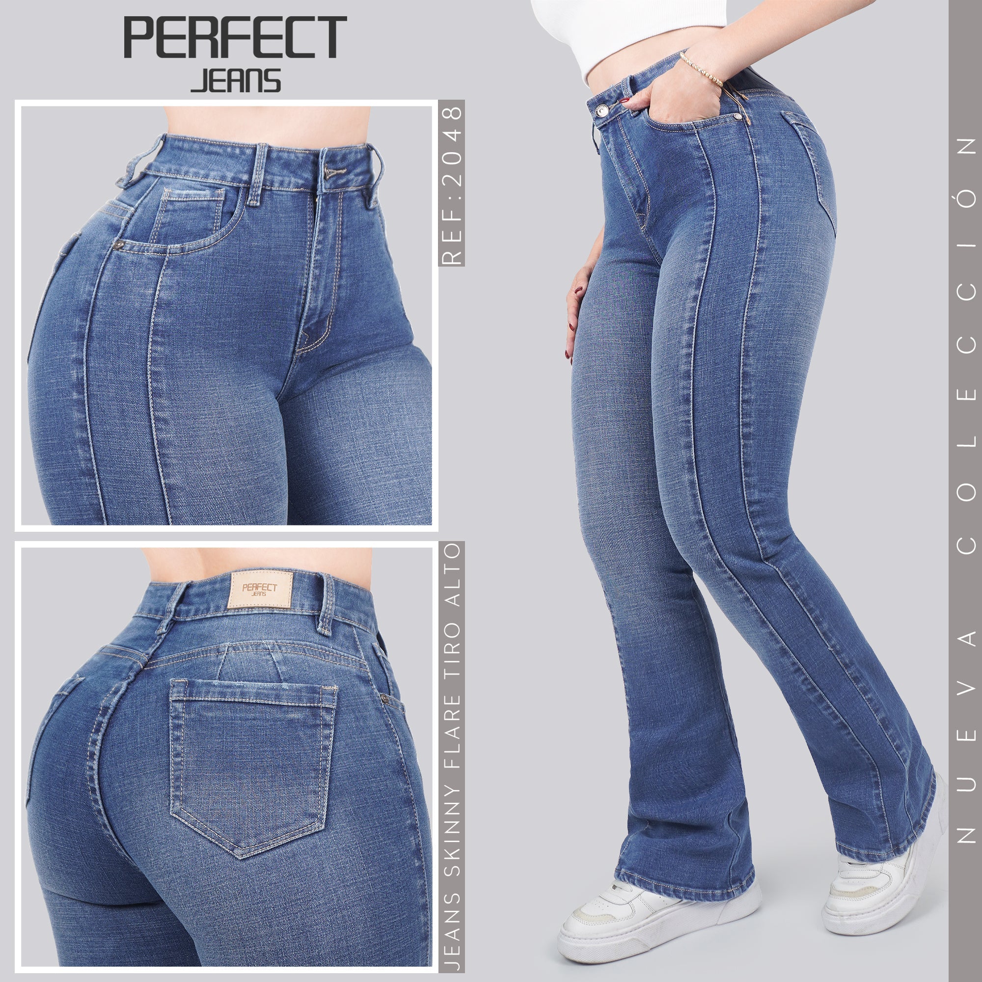 Jeans Skinny Flare Tiro Alto 2048