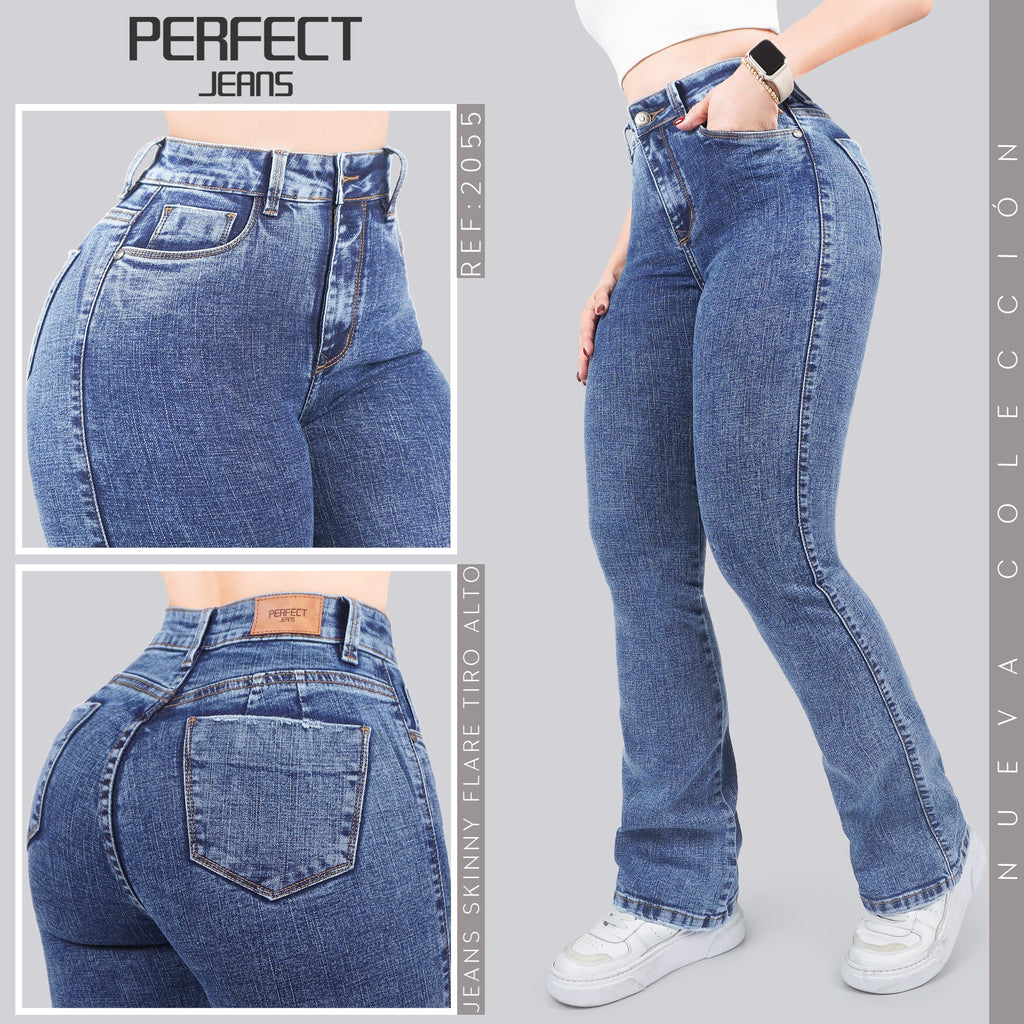 Jeans Skinny Flare Tiro Alto 2055