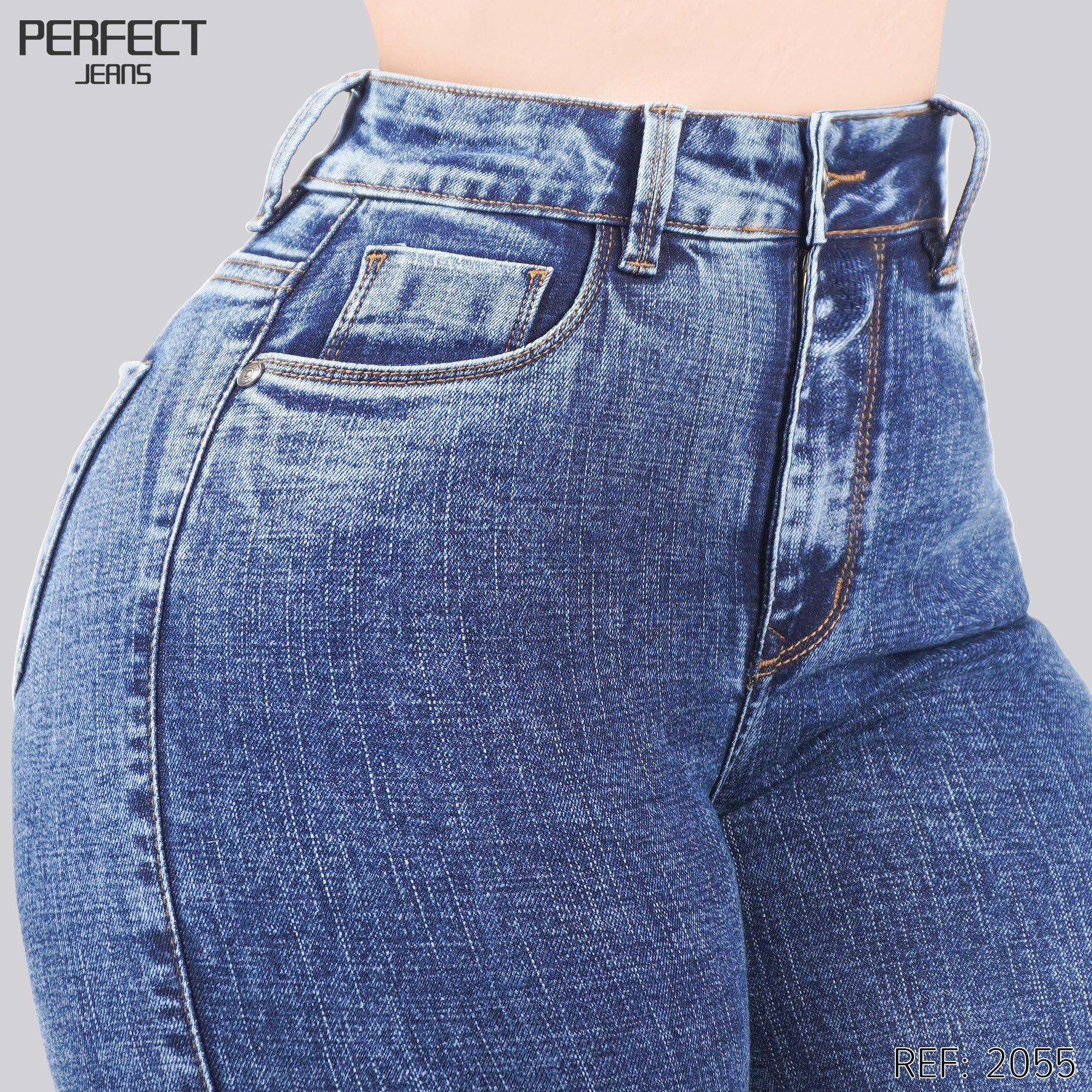 Jeans Skinny Flare Tiro Alto 2055