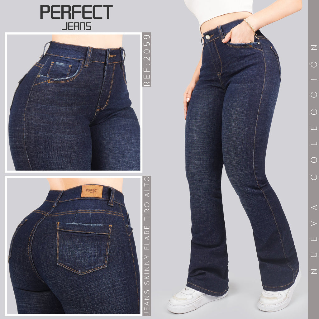 Jeans Skinny Flare Tiro Alto 2059