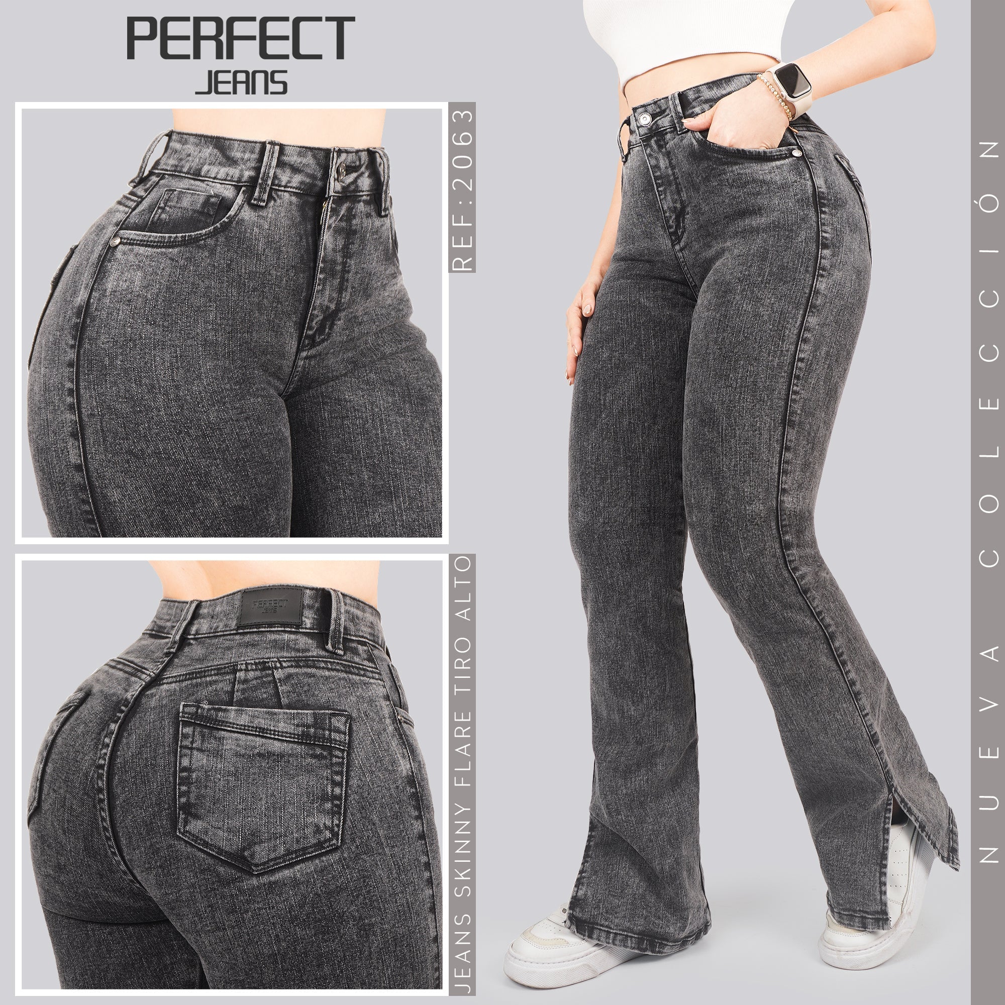 Jeans Skinny Flare Tiro Alto 2063