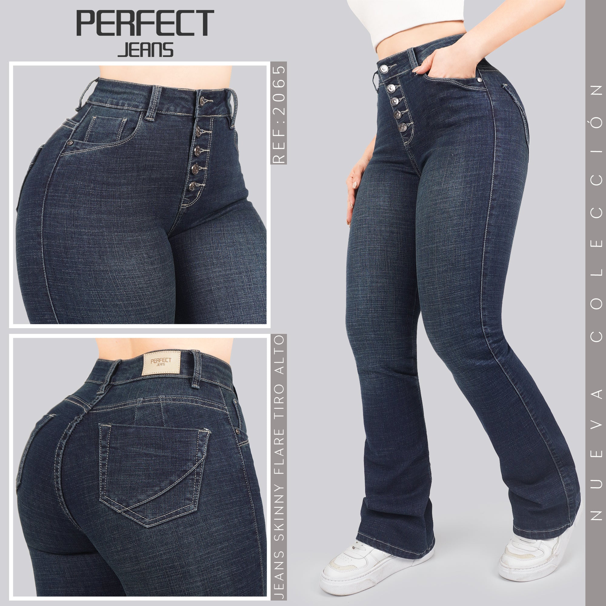 Jeans Skinny Flare Tiro Alto 2065