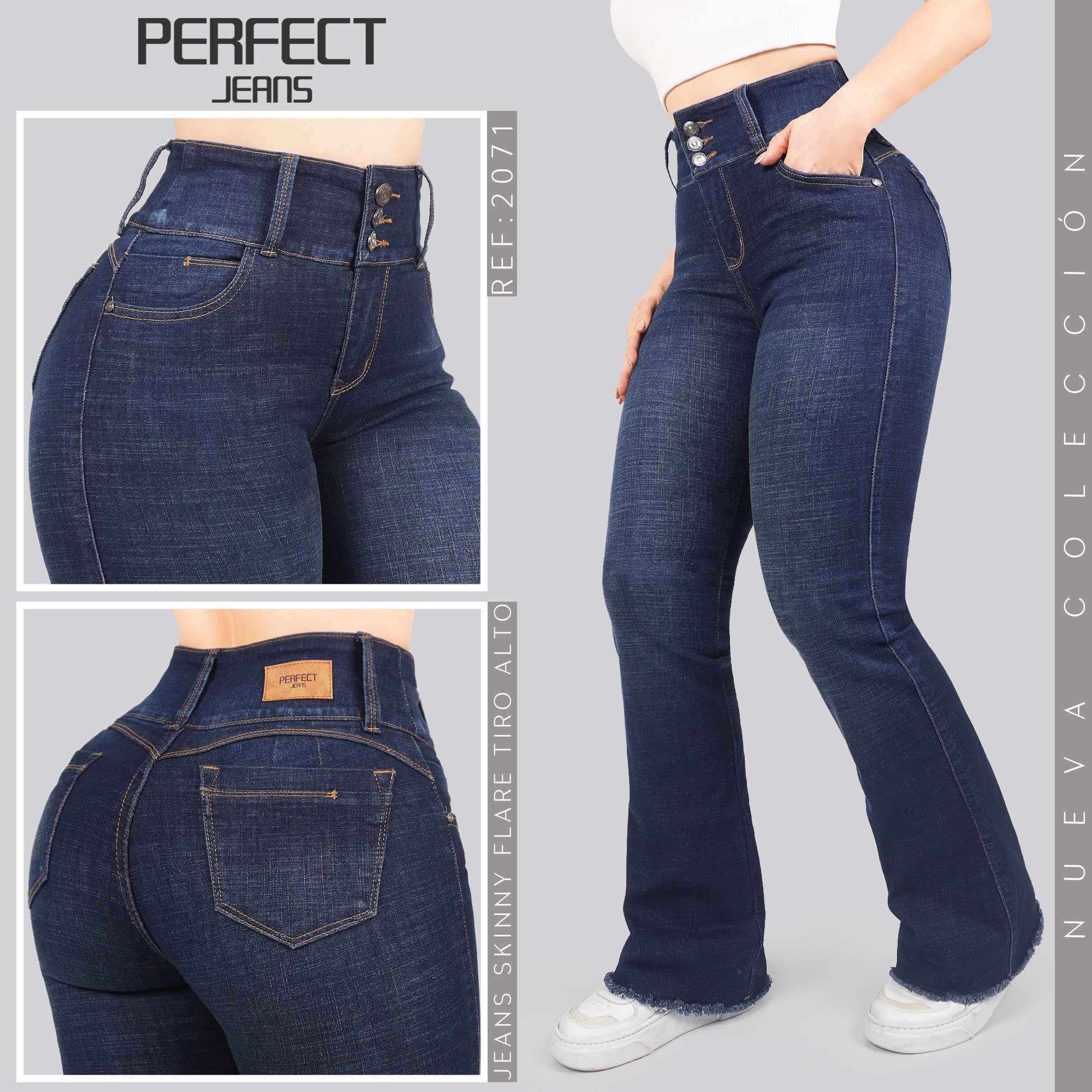 Jeans Skinny Flare Tiro Alto 2071