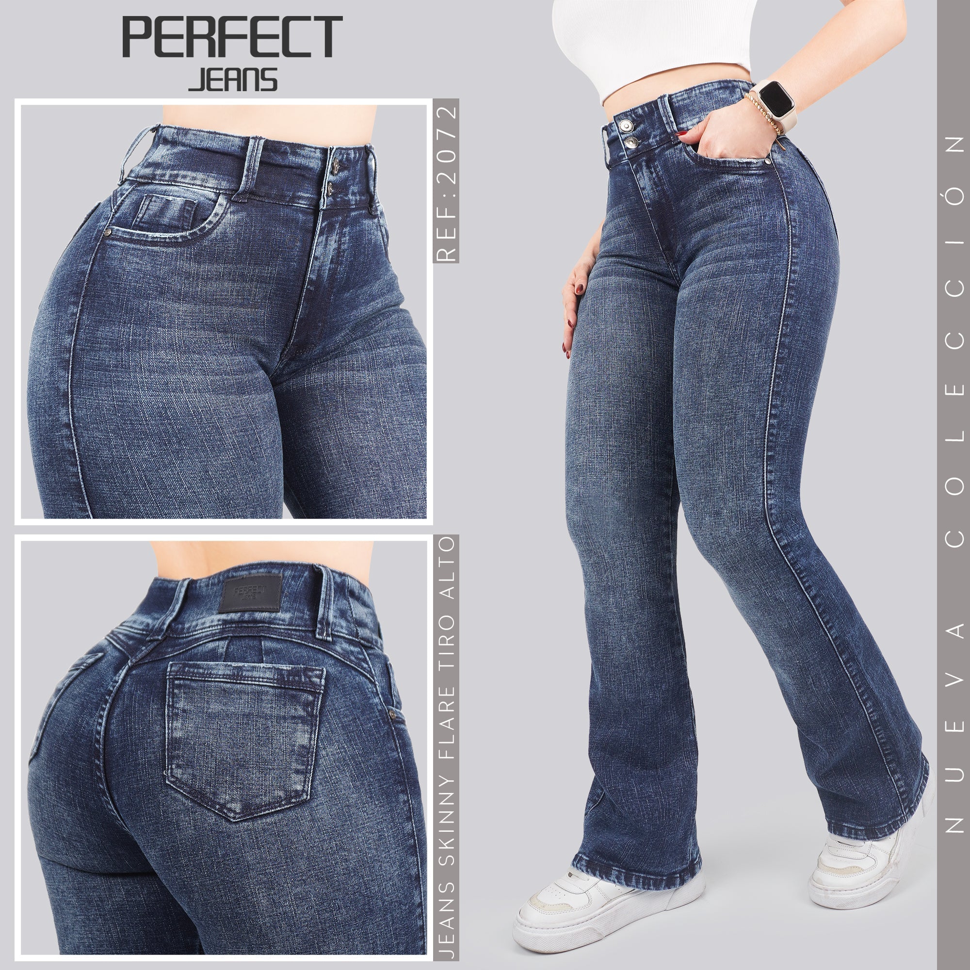 Jeans Skinny Flare Tiro Alto 2072