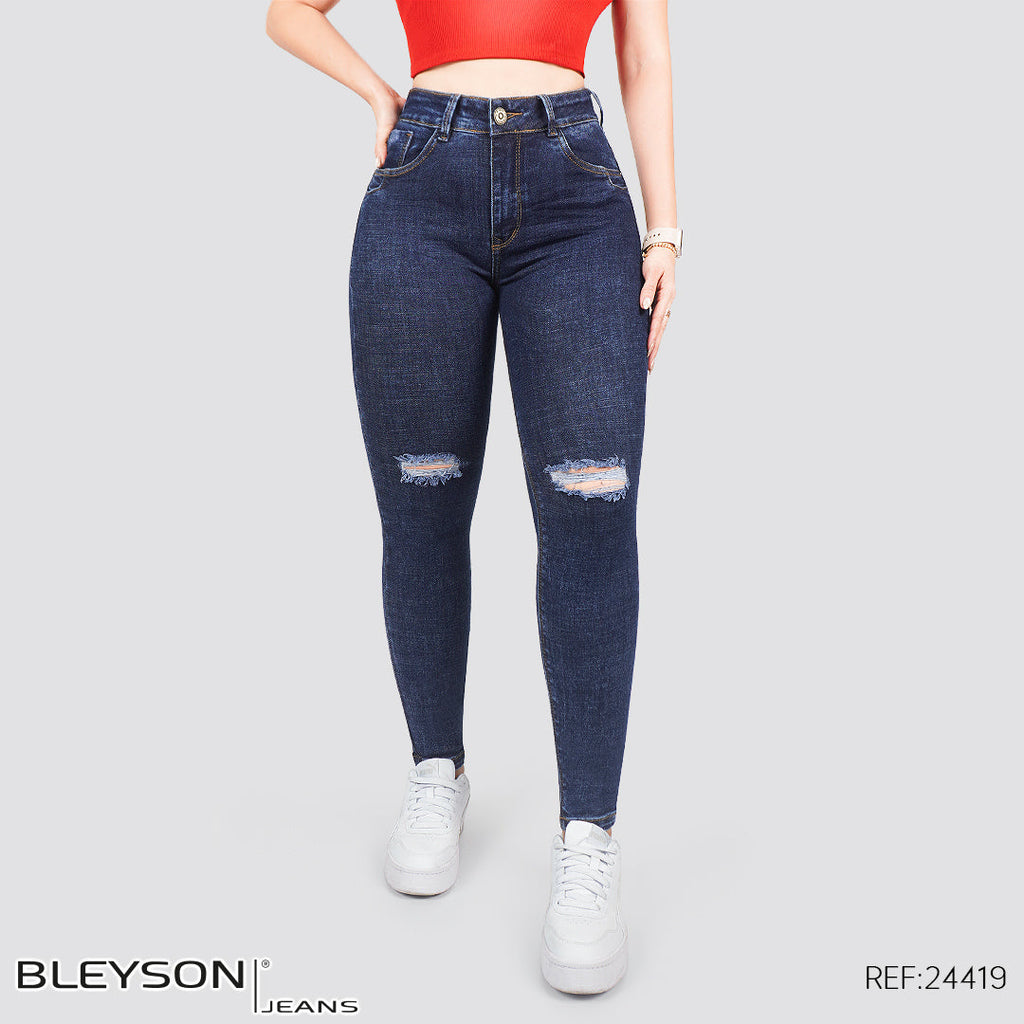Jeans skinny tiro alto 24419