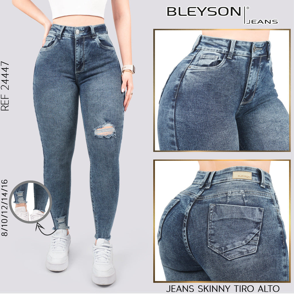 Jeans skinny tiro alto 24447