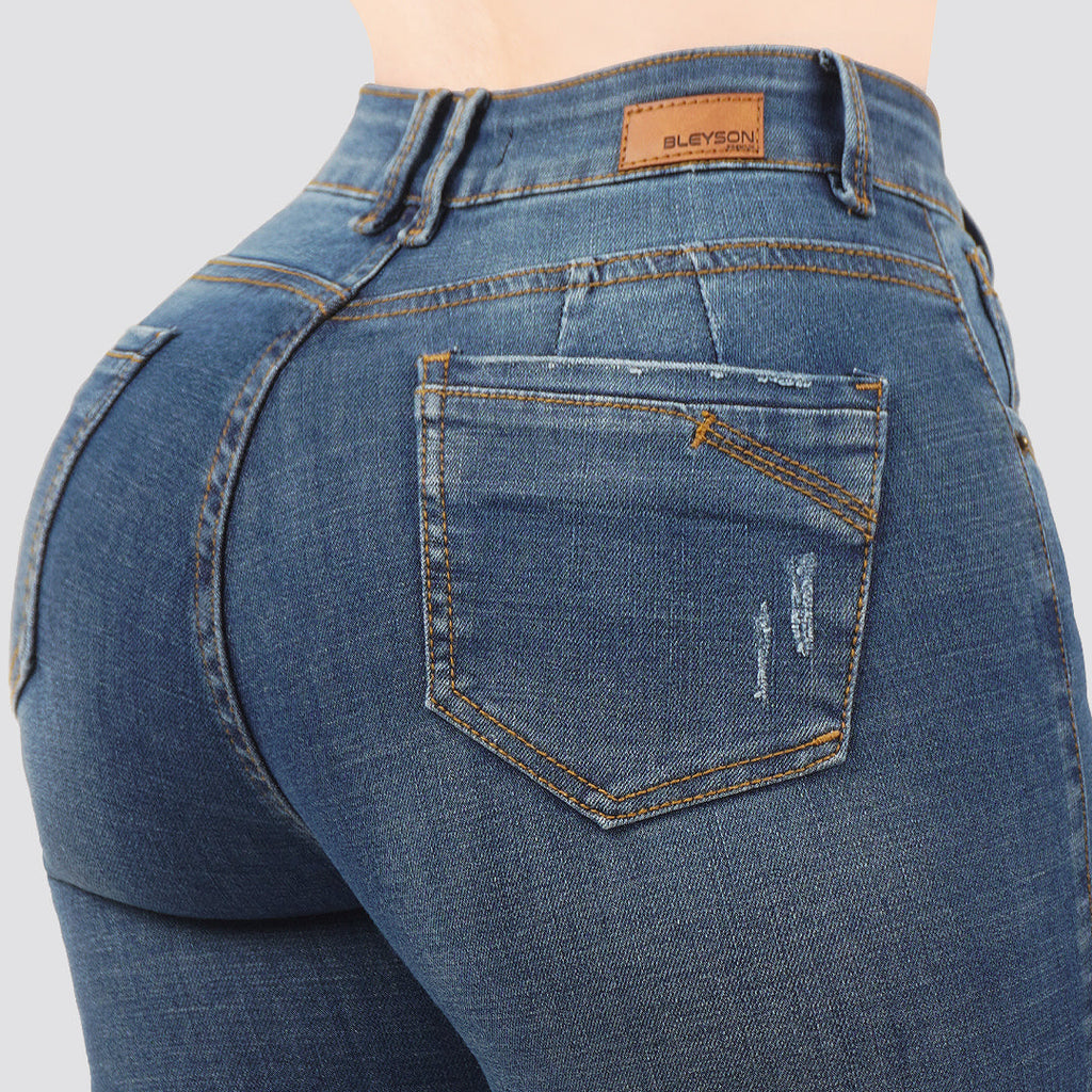 Jeans skinny tiro alto 24448