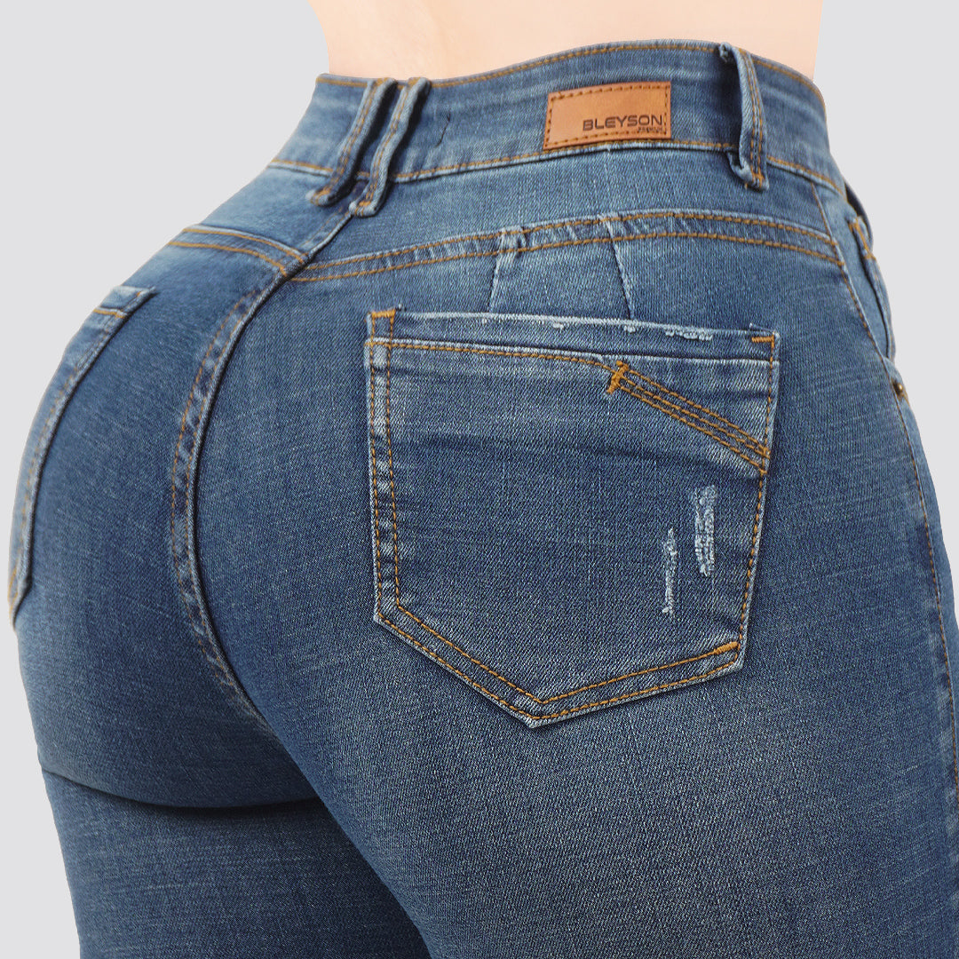 Jeans skinny tiro alto 24448