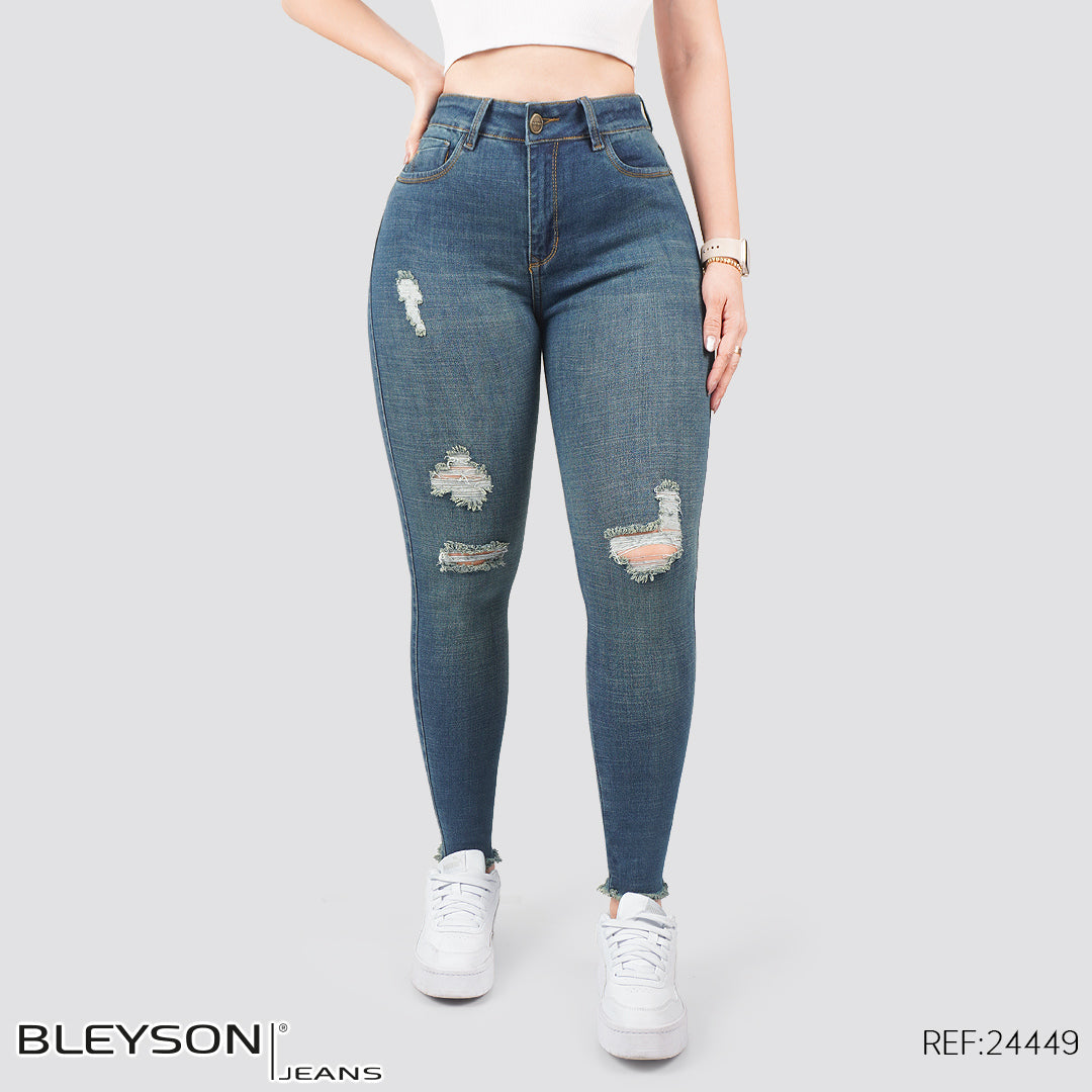 Jeans skinny tiro alto 24449