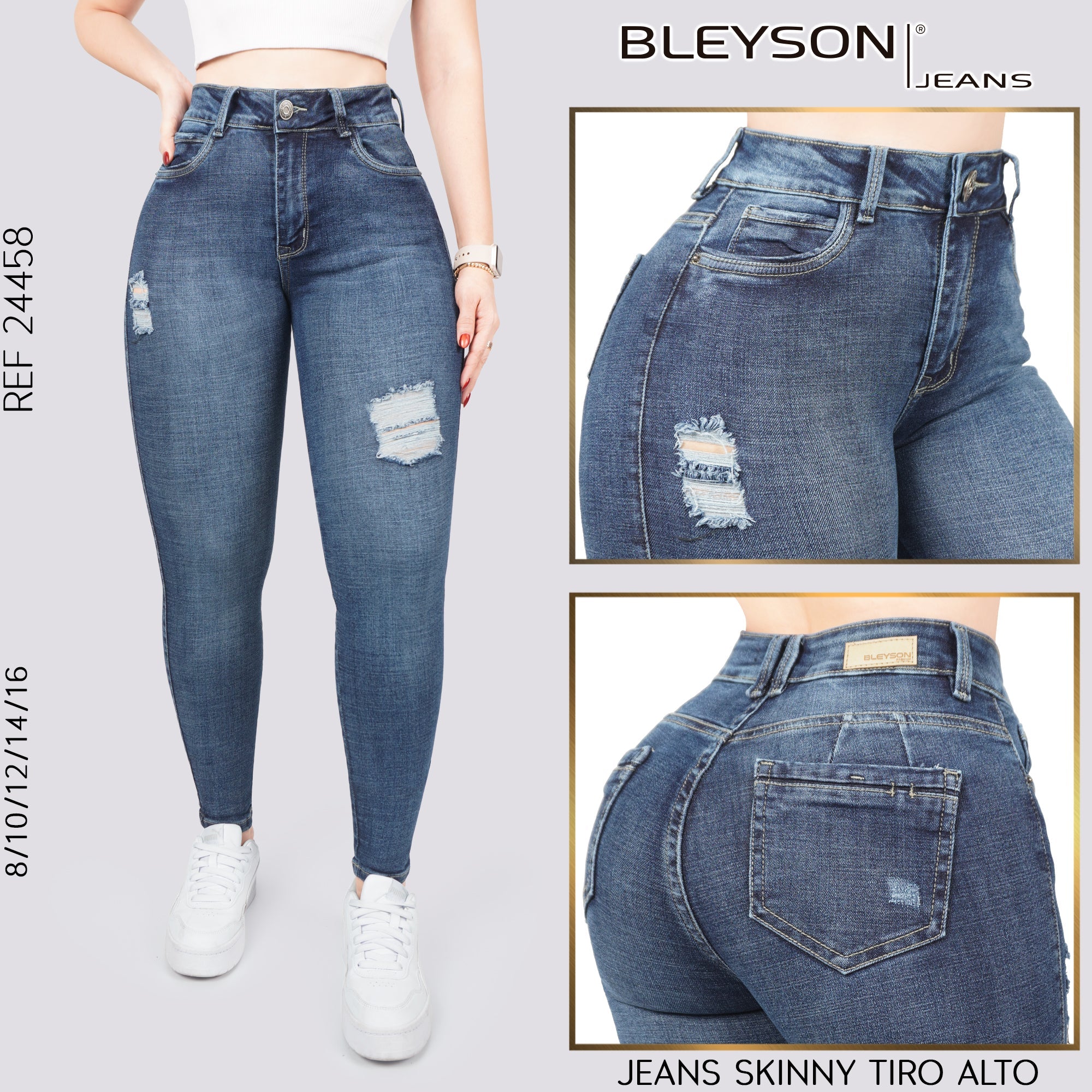 Jeans skinny tiro alto 24458