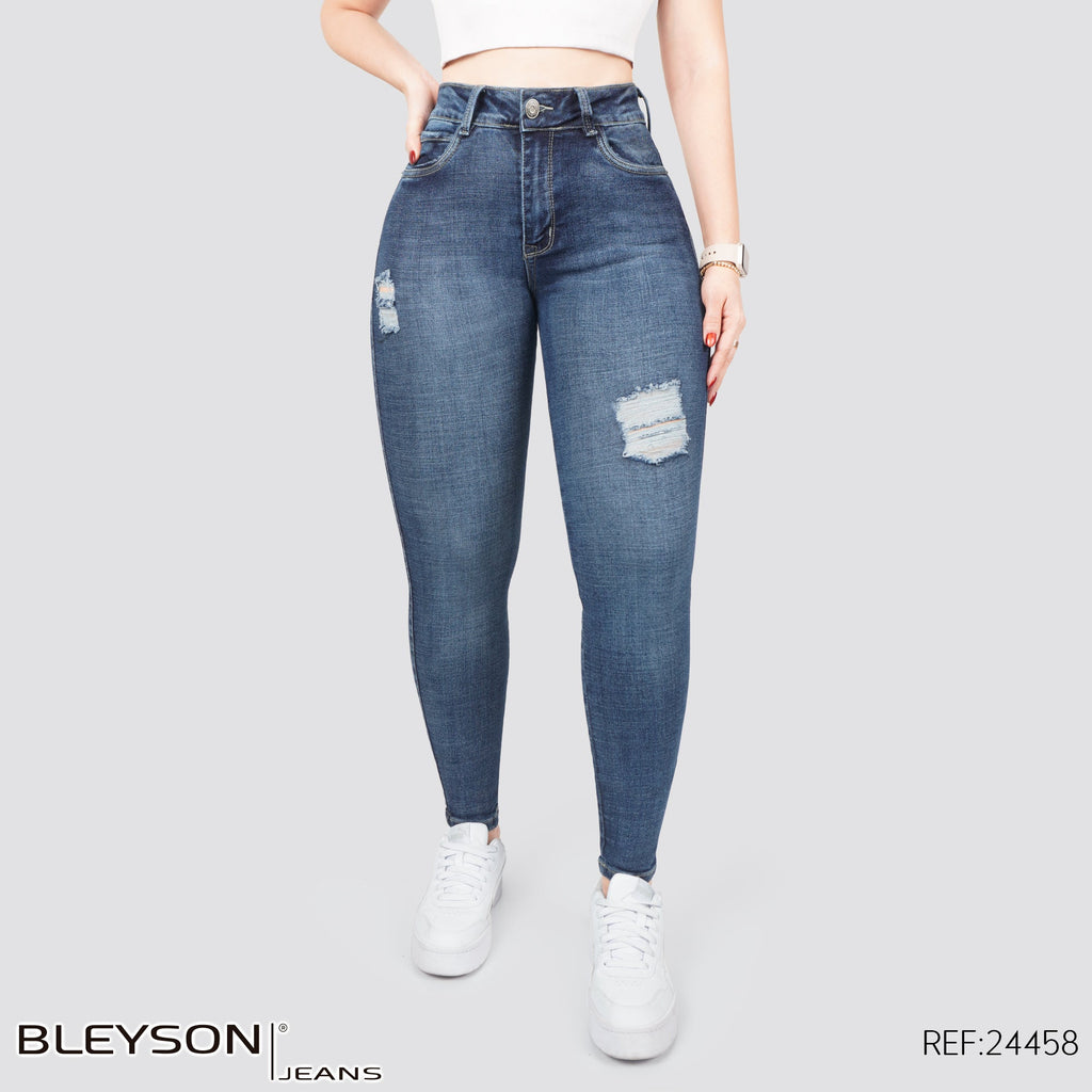 Jeans skinny tiro alto 24458