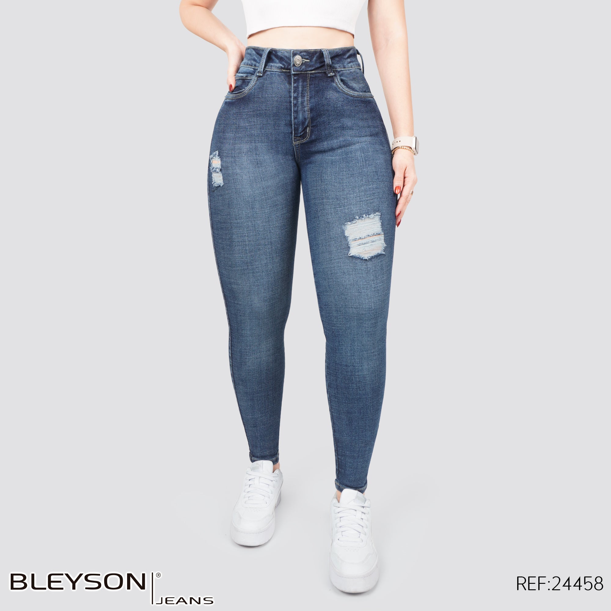 Jeans skinny tiro alto 24458