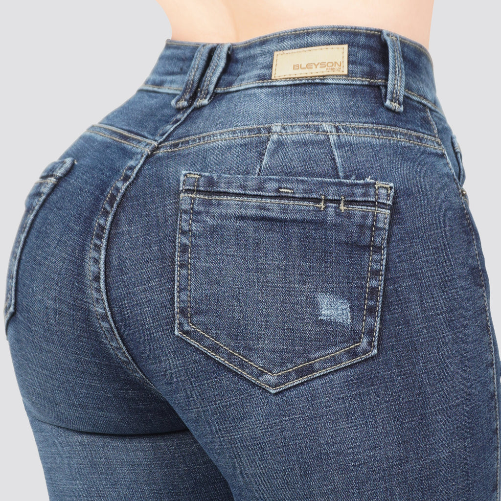 Jeans skinny tiro alto 24458