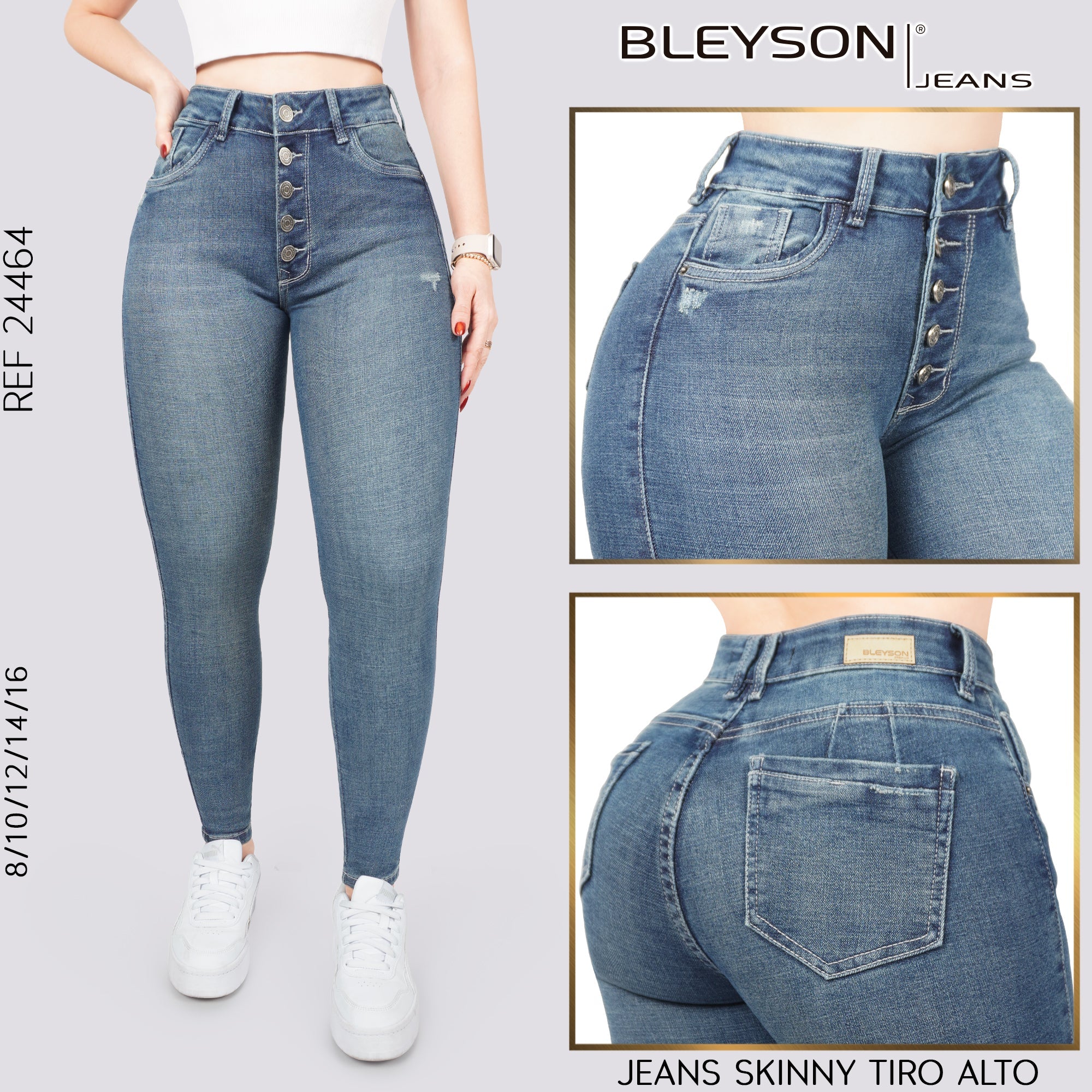 Jeans skinny tiro alto 24464