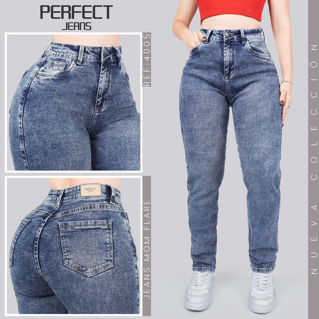 Jeans Mom Fit Tiro Alto 4005