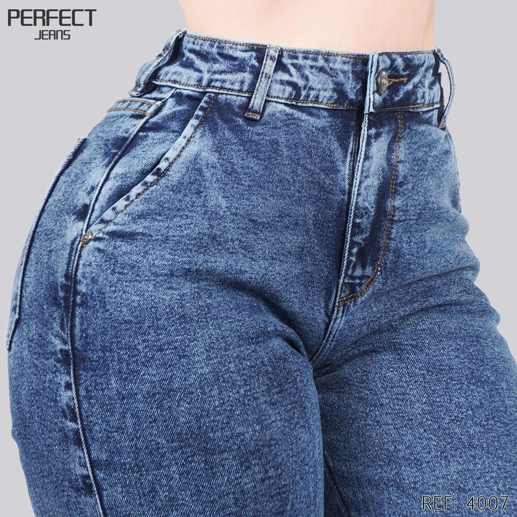 Jeans Mom Fit Tiro Alto 4007