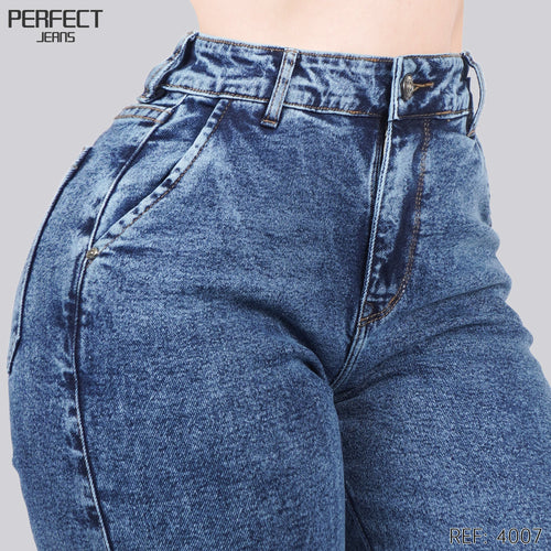 Jeans Mom Fit Tiro Alto 4007