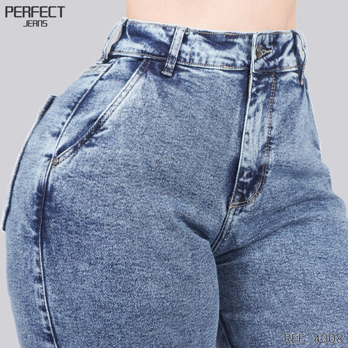 Jeans Mom Fit Tiro Alto 4008