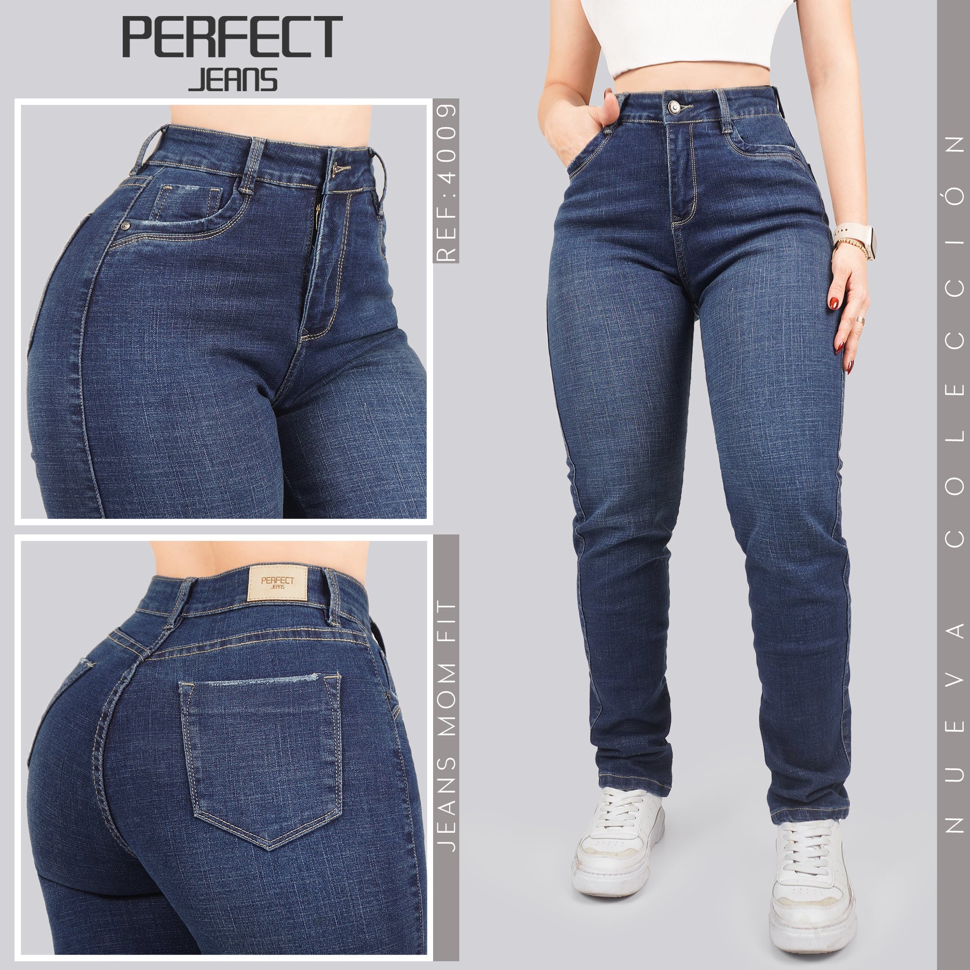 Jeans Mom Fit Tiro Alto 4009