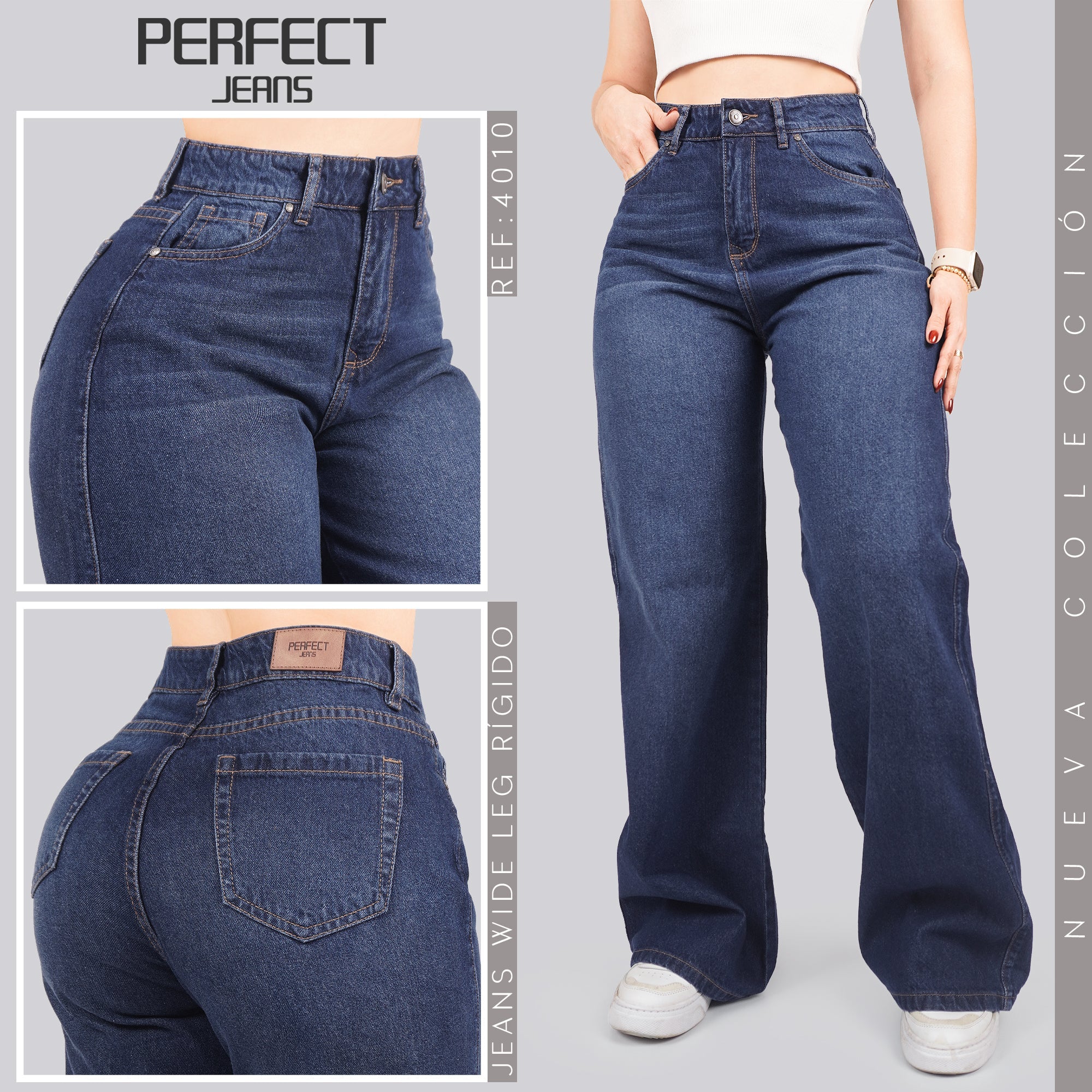 Jeans Wide Leg Rígido Tiro Alto 4010