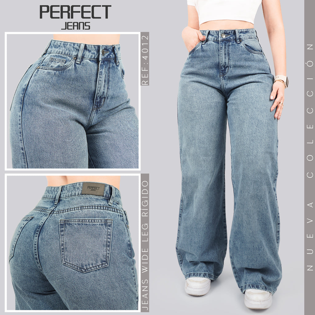 Jeans Wide Leg Rígido Tiro Alto 4012