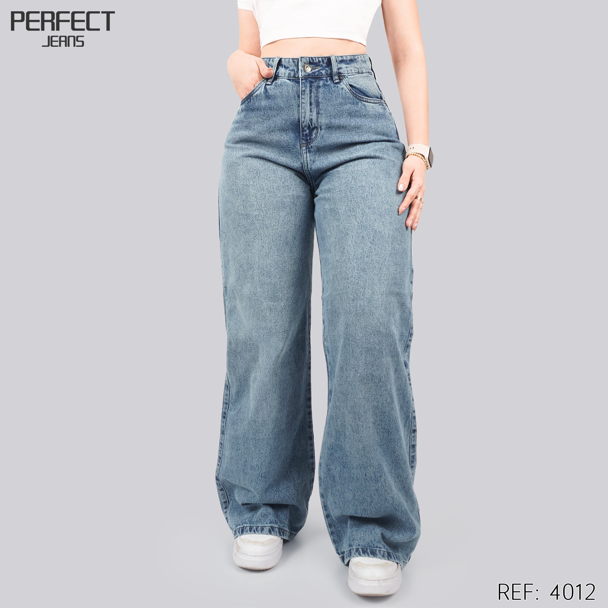 Jeans Wide Leg Rígido Tiro Alto 4012