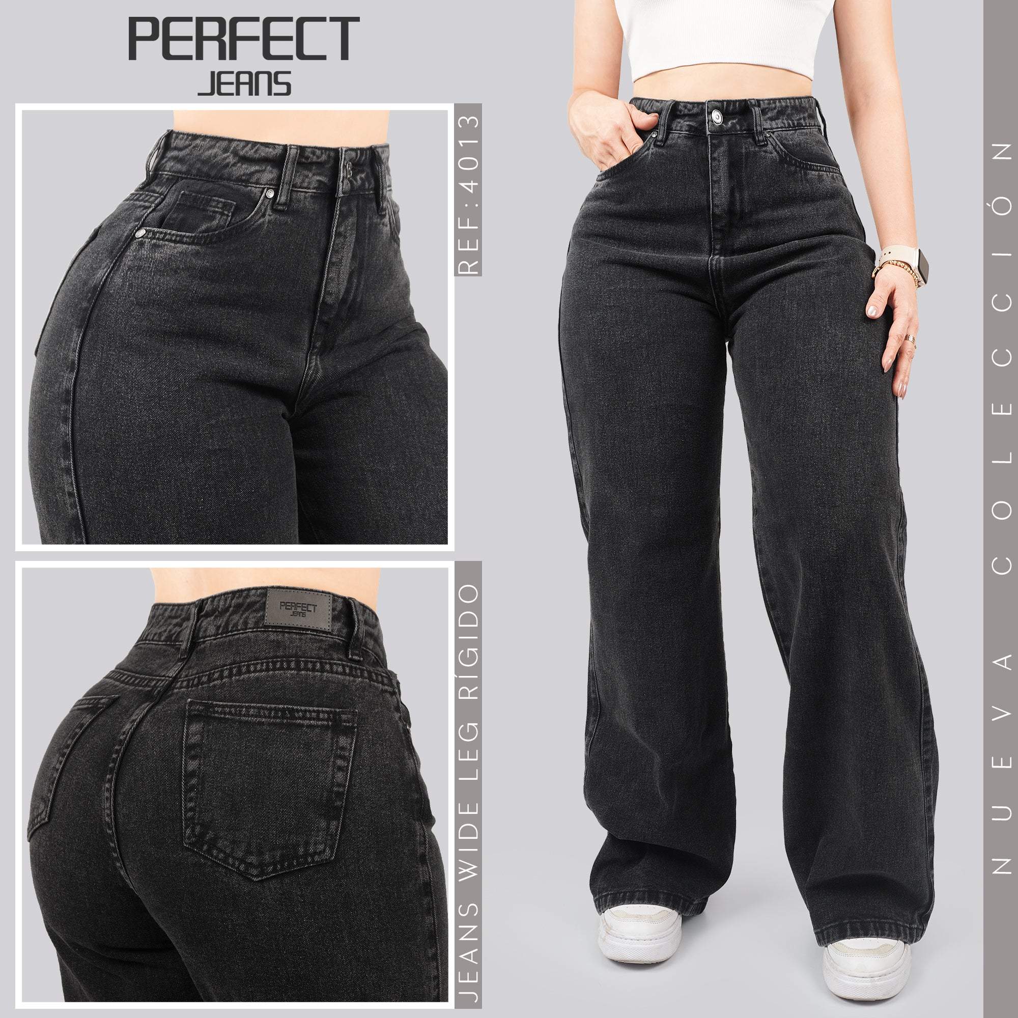 Jeans Wide Leg Rígido Tiro Alto 4013
