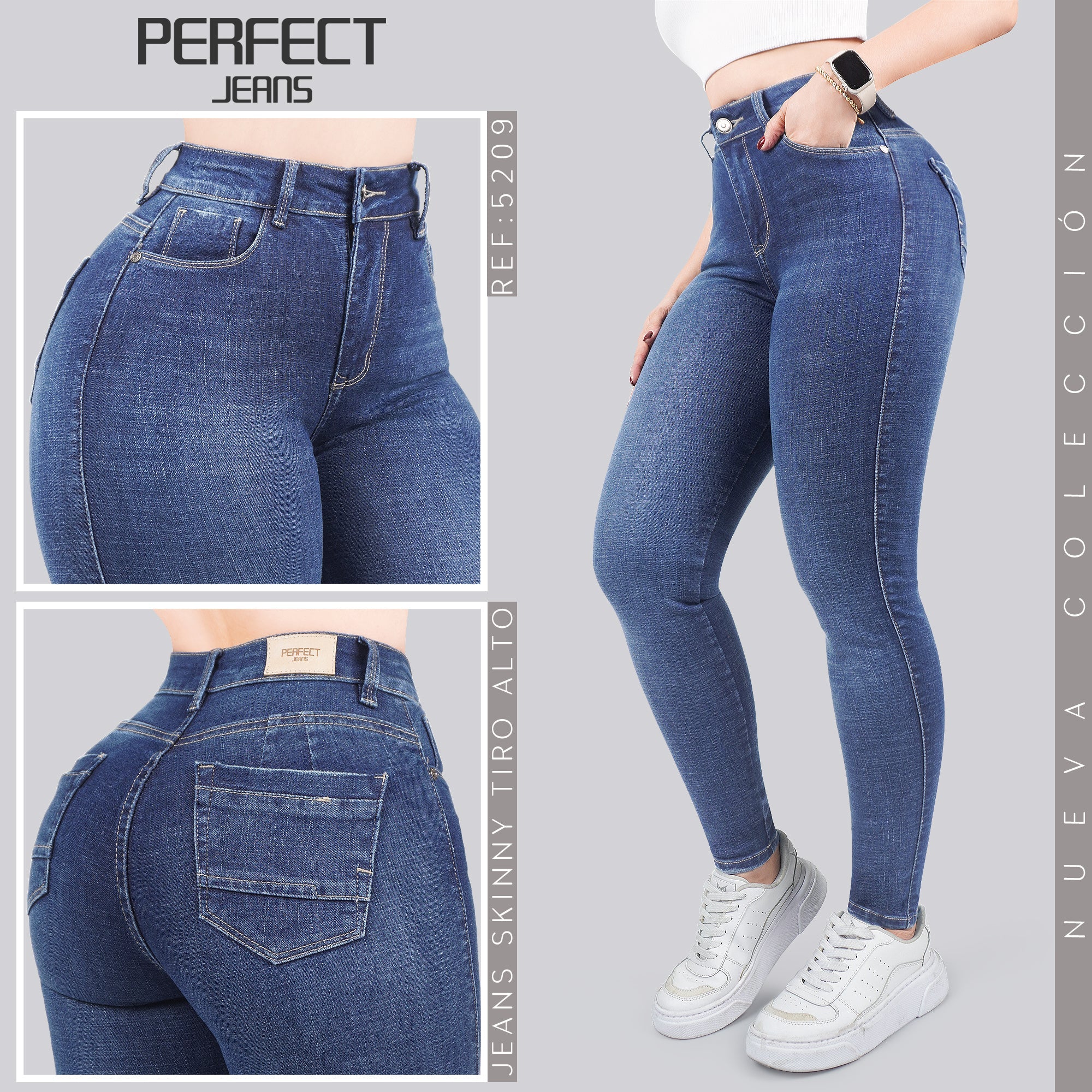 Jeans Skinny Tiro Alto 5209