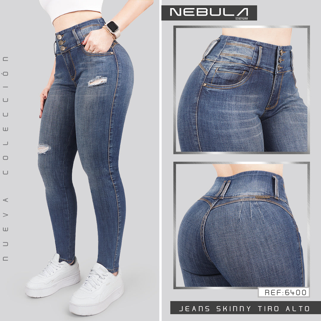 Jeans Skinny 3 botones Tiro Alto 6400