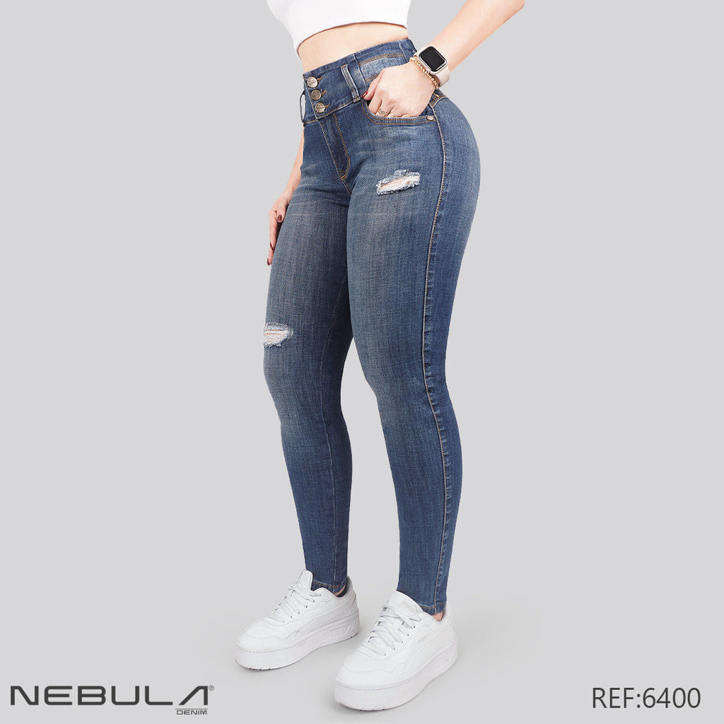 Jeans Skinny 3 botones Tiro Alto 6400