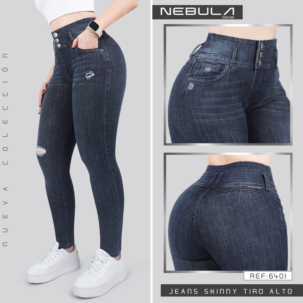 Jeans Skinny 3 botones Tiro Alto 6401