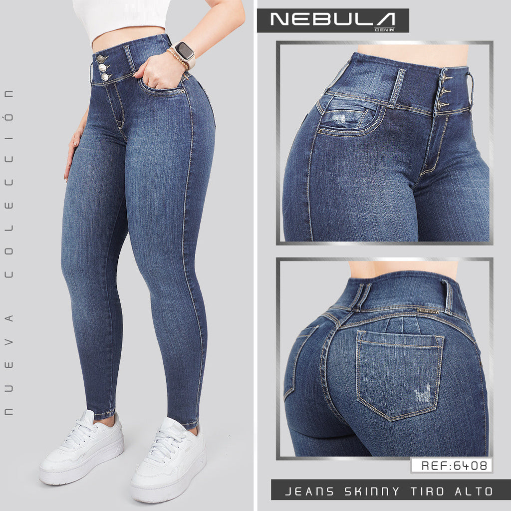 Jeans Skinny 3 botones Tiro Alto 6408