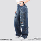 Jeans Wide Leg Cargo Rígido 7200