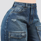Jeans Wide Leg Cargo Rígido 7200