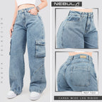 Jeans Wide Leg Cargo Rígido 7201