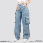 Jeans Wide Leg Cargo Rígido 7201