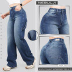 Jeans Straight Semirrígido Tiro Alto 7400