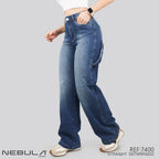 Jeans Straight Semirrígido Tiro Alto 7400
