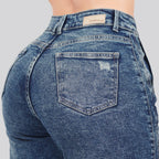 Jeans Straight Semirrígido Tiro Alto 7401