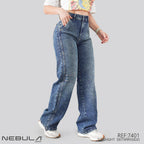 Jeans Straight Semirrígido Tiro Alto 7401