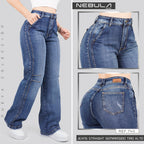 Jeans Straight Semirrígido Tiro Alto 7411