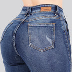 Jeans Straight Semirrígido Tiro Alto 7411