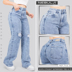 Jeans Straight Semirrígido Tiro Alto 7412