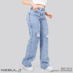 Jeans Straight Semirrígido Tiro Alto 7412