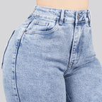 Jeans Straight Semirrígido Tiro Alto 7412