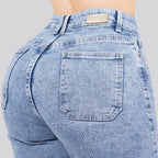 Jeans Straight Semirrígido Tiro Alto 7412
